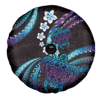 Hawaii Turtles Plumeria Spare Tire Cover Amethyst Gradient Polynesian Pattern
