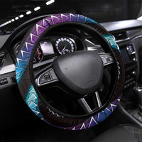 Hawaii Turtles Plumeria Steering Wheel Cover Amethyst Gradient Polynesian Pattern
