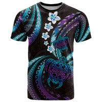 Hawaii Turtles Plumeria T Shirt Amethyst Gradient Polynesian Pattern