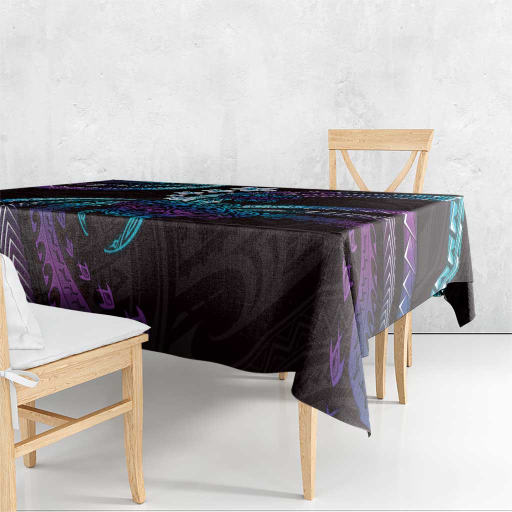 Hawaii Turtles Plumeria Tablecloth Amethyst Gradient Polynesian Pattern