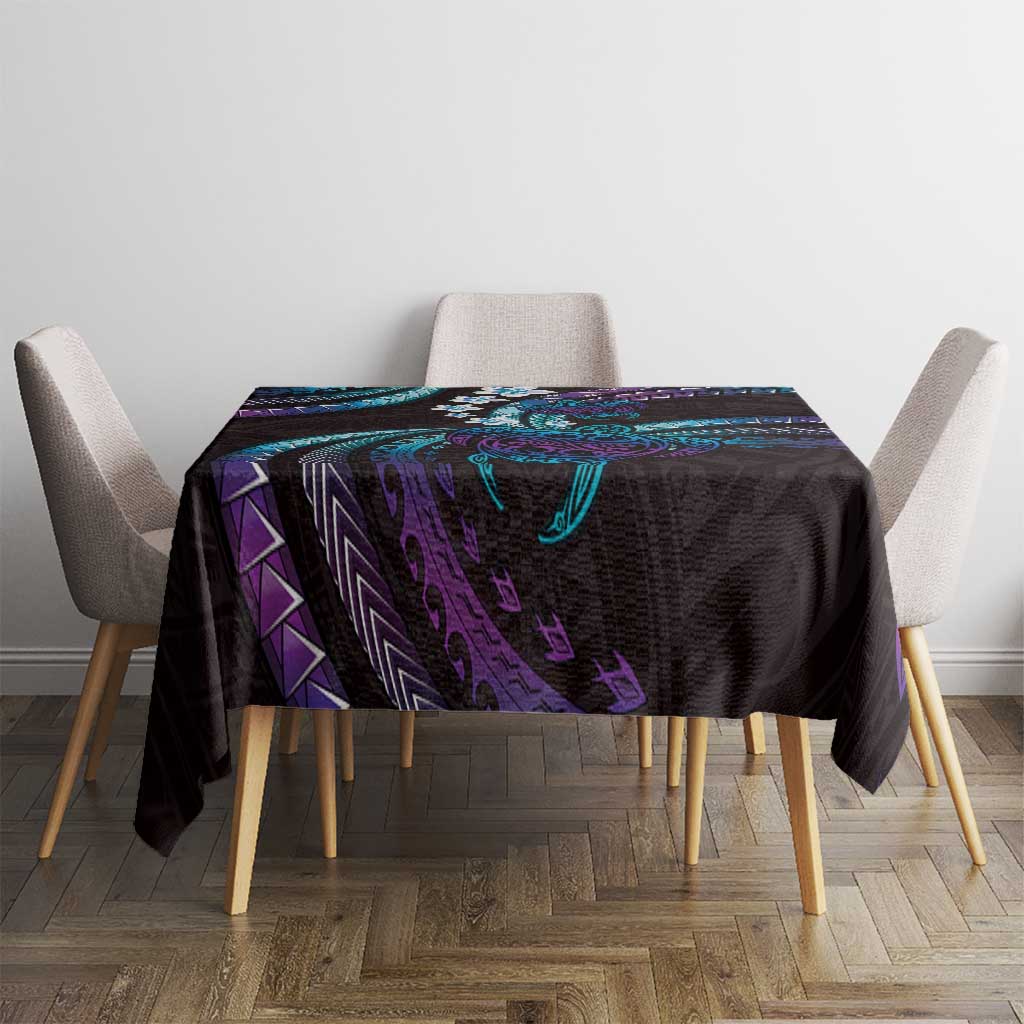 Hawaii Turtles Plumeria Tablecloth Amethyst Gradient Polynesian Pattern