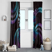 Hawaii Turtles Plumeria Window Curtain Amethyst Gradient Polynesian Pattern