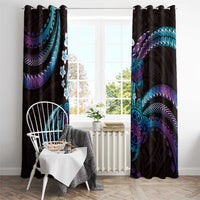 Hawaii Turtles Plumeria Window Curtain Amethyst Gradient Polynesian Pattern