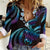 Hawaii Turtles Plumeria Women Casual Shirt Amethyst Gradient Polynesian Pattern
