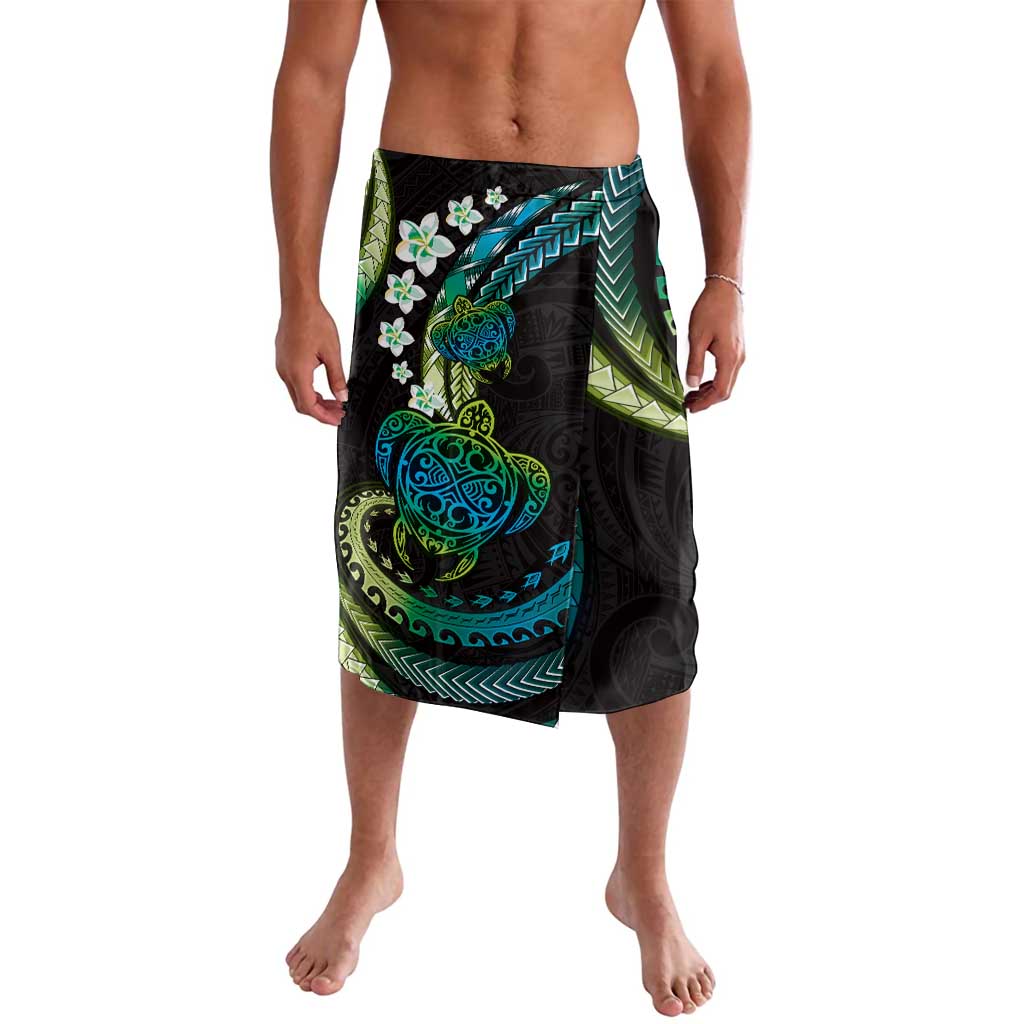 Hawaii Turtles Plumeria Lavalava Chartreuse Cyan Polynesian Pattern LT01 Cyan - Polynesian Pride