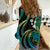 Hawaii Turtles Plumeria Women Casual Shirt Chartreuse Cyan Polynesian Pattern