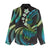 Hawaii Turtles Plumeria Women Casual Shirt Chartreuse Cyan Polynesian Pattern