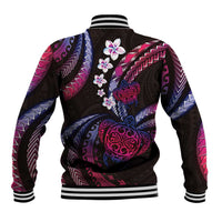 Hawaii Turtles Plumeria Baseball Jacket Sweet Gradient Polynesian Pattern