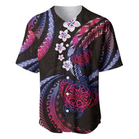 Hawaii Turtles Plumeria Baseball Jersey Sweet Gradient Polynesian Pattern