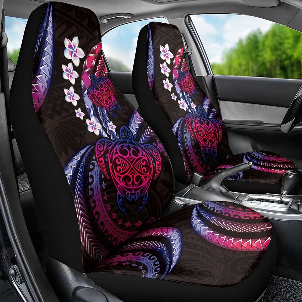 Hawaii Turtles Plumeria Car Seat Cover Sweet Gradient Polynesian Pattern
