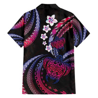 Hawaii Turtles Plumeria Family Matching Off Shoulder Maxi Dress and Hawaiian Shirt Sweet Gradient Polynesian Pattern