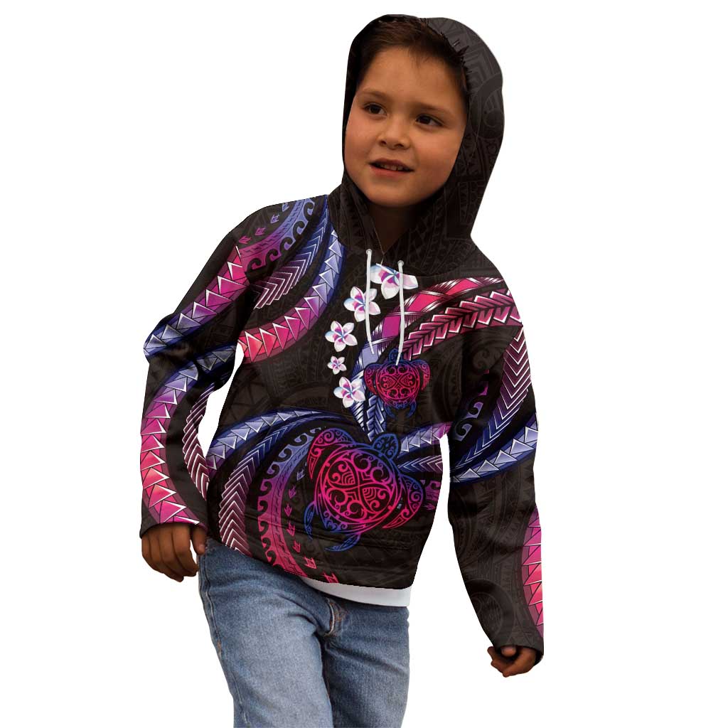 Hawaii Turtles Plumeria Kid Hoodie Sweet Gradient Polynesian Pattern