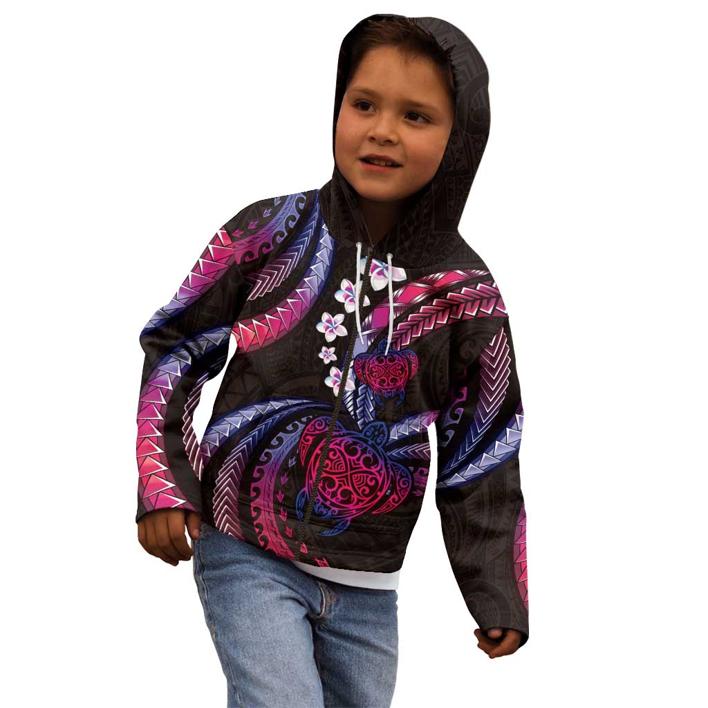 Hawaii Turtles Plumeria Kid Hoodie Sweet Gradient Polynesian Pattern