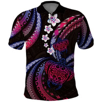 Hawaii Turtles Plumeria Polo Shirt Sweet Gradient Polynesian Pattern