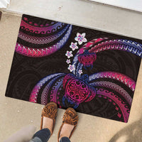 Hawaii Turtles Plumeria Rubber Doormat Sweet Gradient Polynesian Pattern