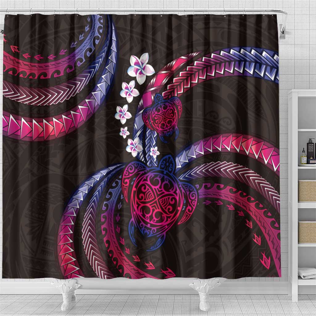 Hawaii Turtles Plumeria Shower Curtain Sweet Gradient Polynesian Pattern