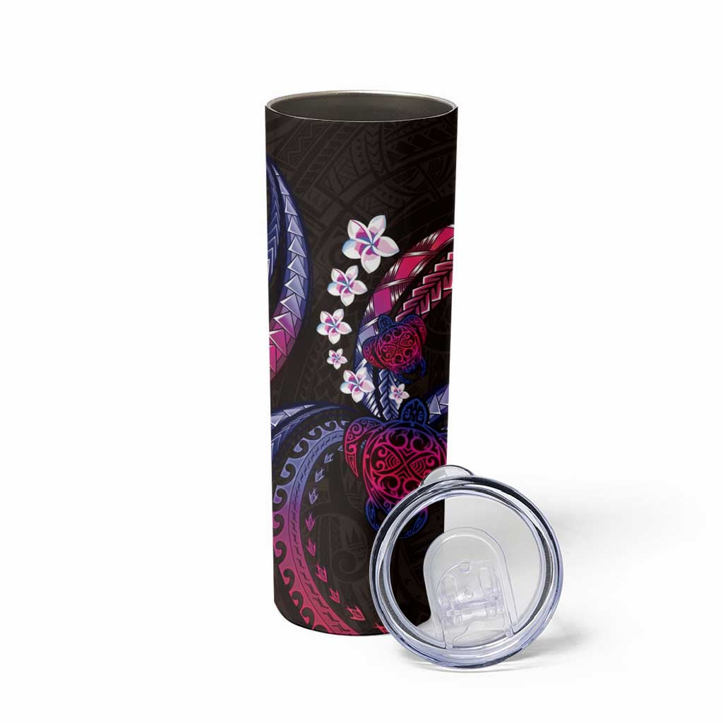 Hawaii Turtles Plumeria Skinny Tumbler Sweet Gradient Polynesian Pattern