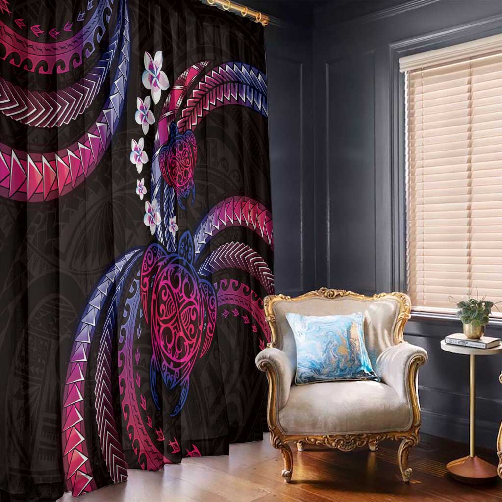 Hawaii Turtles Plumeria Window Curtain Sweet Gradient Polynesian Pattern