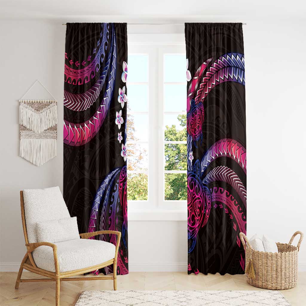 Hawaii Turtles Plumeria Window Curtain Sweet Gradient Polynesian Pattern