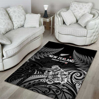 New Zealand 2024 Rugby Area Rug Silver Fern Aotearoa Kiwi