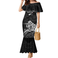 Custom New Zealand 2024 Rugby Family Matching Mermaid Dress and Hawaiian Shirt Silver Fern Aotearoa Kiwi