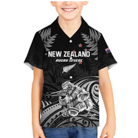 Custom New Zealand 2024 Rugby Family Matching Mermaid Dress and Hawaiian Shirt Silver Fern Aotearoa Kiwi
