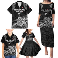 Custom New Zealand 2024 Rugby Family Matching Puletasi and Hawaiian Shirt Silver Fern Aotearoa Kiwi