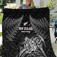 New Zealand 2024 Rugby Quilt Silver Fern Aotearoa Kiwi LT01 Black - Polynesian Pride