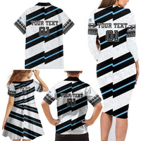 Custom Fiji 2024 Rugby Family Matching Long Sleeve Bodycon Dress and Hawaiian Shirt Fijian Tapa Pattern