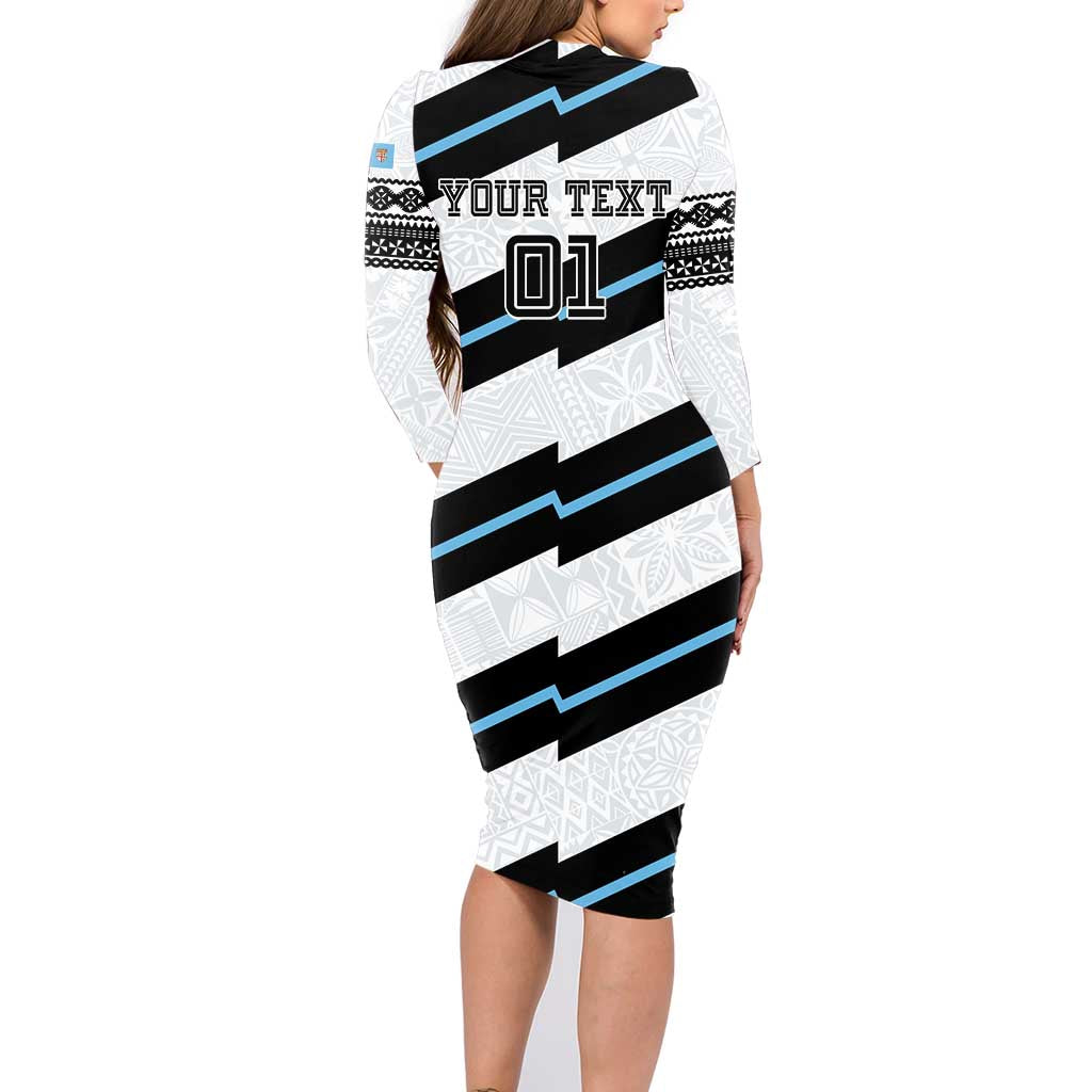 Custom Fiji 2024 Rugby Family Matching Long Sleeve Bodycon Dress and Hawaiian Shirt Fijian Tapa Pattern