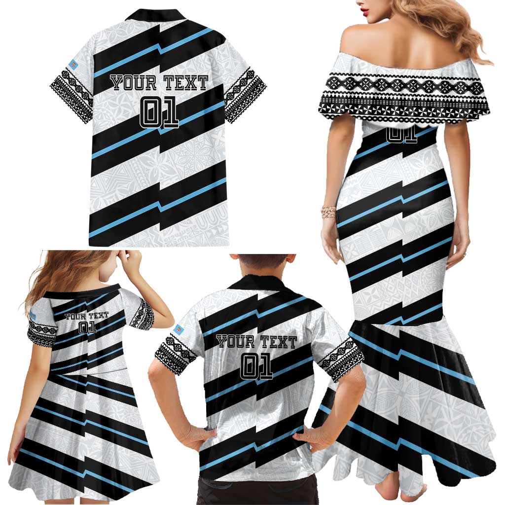 Custom Fiji 2024 Rugby Family Matching Mermaid Dress and Hawaiian Shirt Fijian Tapa Pattern