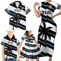 Custom Fiji 2024 Rugby Family Matching Short Sleeve Bodycon Dress and Hawaiian Shirt Fijian Tapa Pattern
