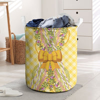 Hawaii Palaka Pikake Lokelani Plumeria Laundry Basket Melemele Coquette Bow