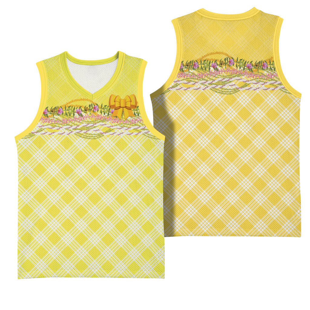 Hawaii Palaka Pikake Lokelani Plumeria Basketball Jersey Melemele Coquette Bow