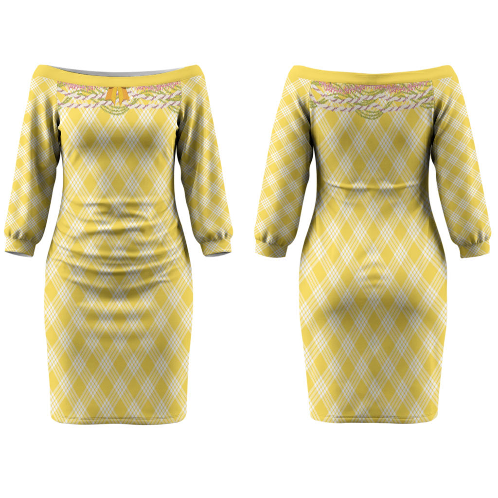 Hawaii Palaka Pikake Lokelani Plumeria Couples Matching Off The Shoulder Long Sleeve Dress and Hawaiian Shirt Melemele Coquette Bow LT01 - Polynesian Pride