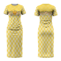 Hawaii Palaka Pikake Lokelani Plumeria Couples Matching Short Sleeve Bodycon Dress and Long Sleeve Button Shirt Melemele Coquette Bow LT01 - Polynesian Pride