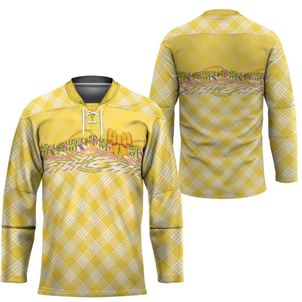 Hawaii Palaka Pikake Lokelani Plumeria Hockey Jersey Melemele Coquette Bow
