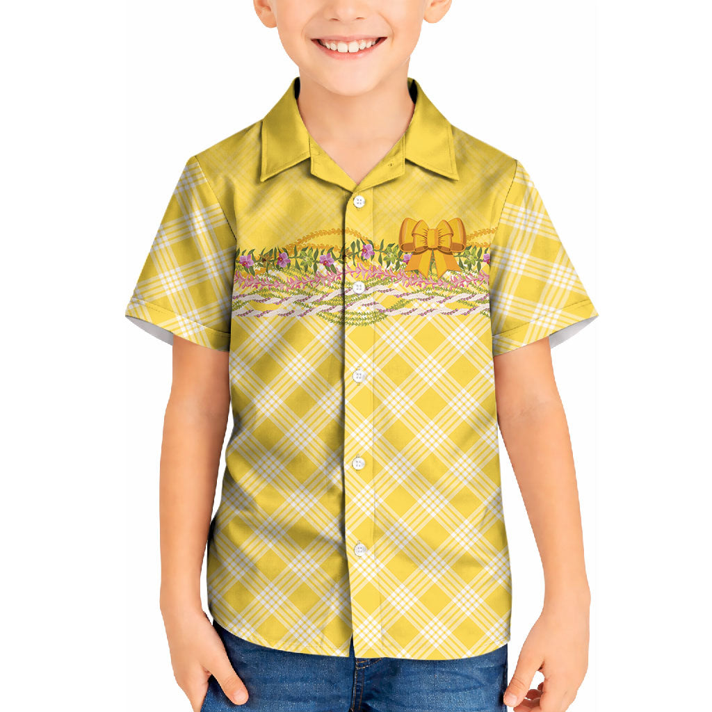 Hawaii Palaka Pikake Lokelani Plumeria Kid Hawaiian Shirt Melemele Coquette Bow LT01 Kid Yellow - Polynesian Pride
