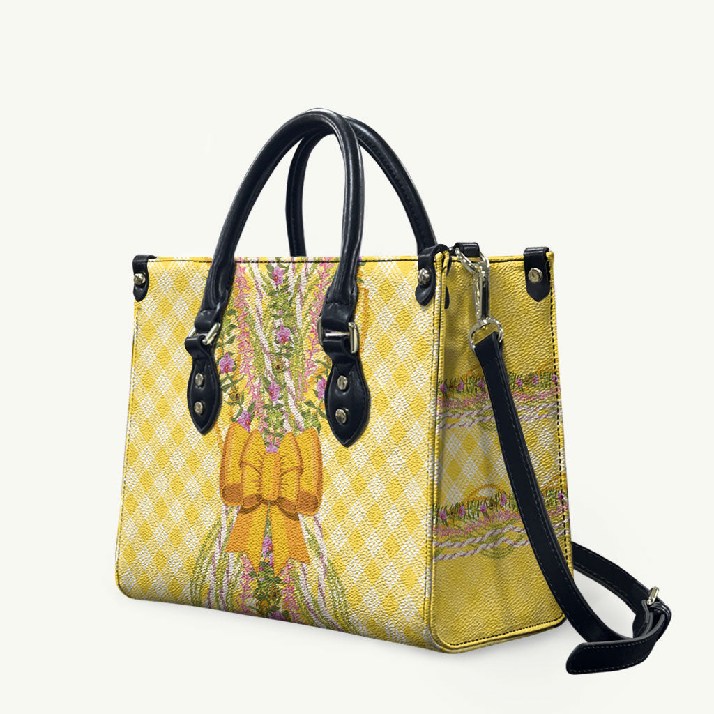Hawaii Palaka Pikake Lokelani Plumeria Leather Bag Melemele Coquette Bow