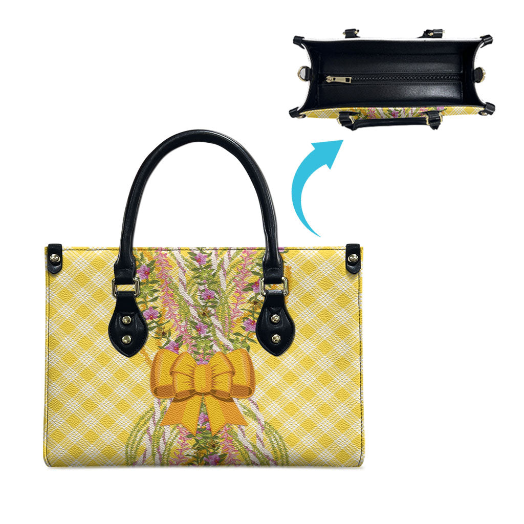 Hawaii Palaka Pikake Lokelani Plumeria Leather Bag Melemele Coquette Bow
