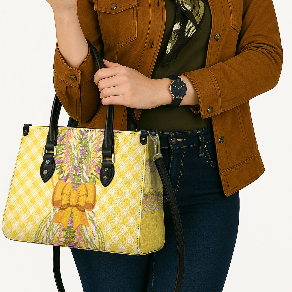 Hawaii Palaka Pikake Lokelani Plumeria Leather Bag Melemele Coquette Bow
