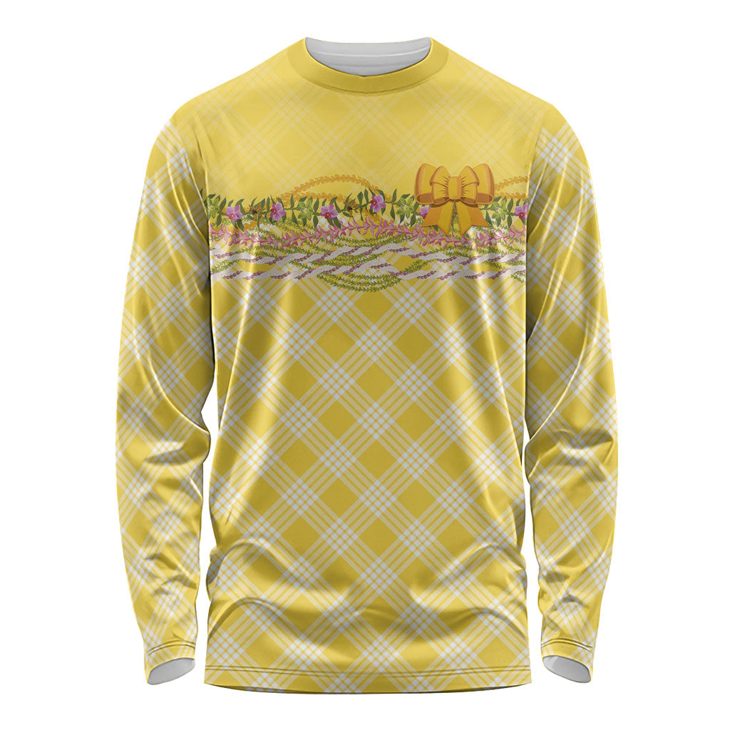 Hawaii Palaka Pikake Lokelani Plumeria Long Sleeve Shirt Melemele Coquette Bow