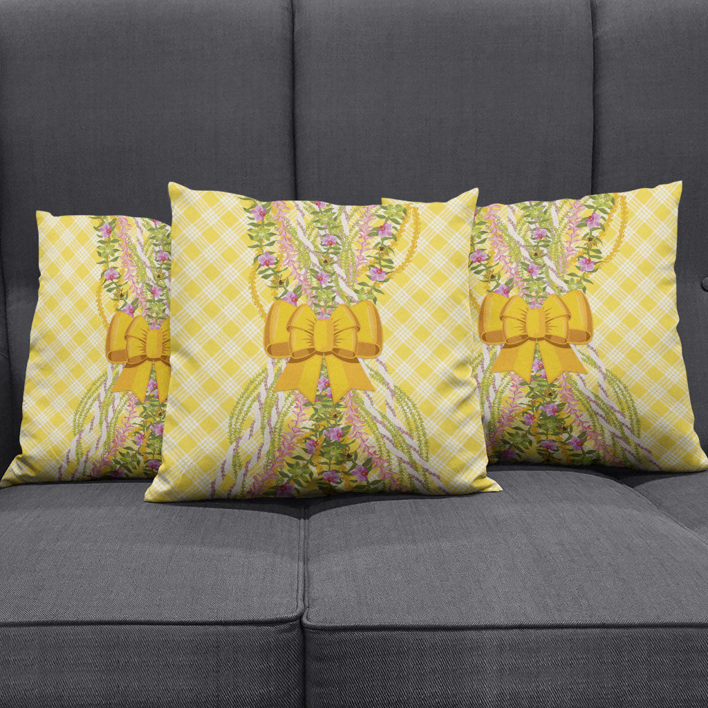 Hawaii Palaka Pikake Lokelani Plumeria Pillow Cover Melemele Coquette Bow