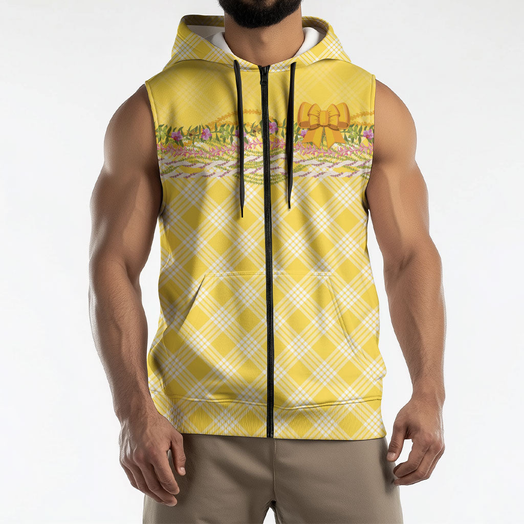 Hawaii Palaka Pikake Lokelani Plumeria Sleeveless Zip Hoodie Melemele Coquette Bow