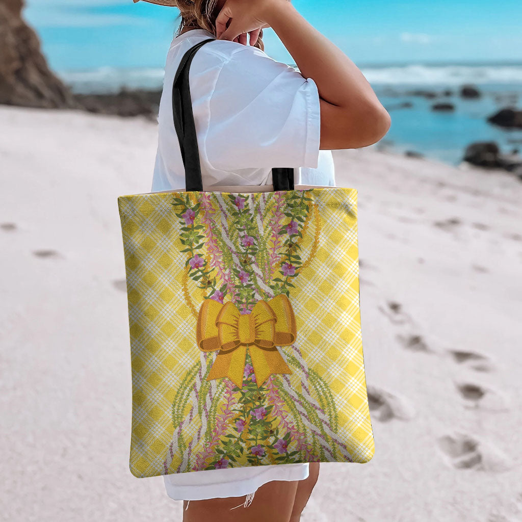 Hawaii Palaka Pikake Lokelani Plumeria Tote Bag Melemele Coquette Bow