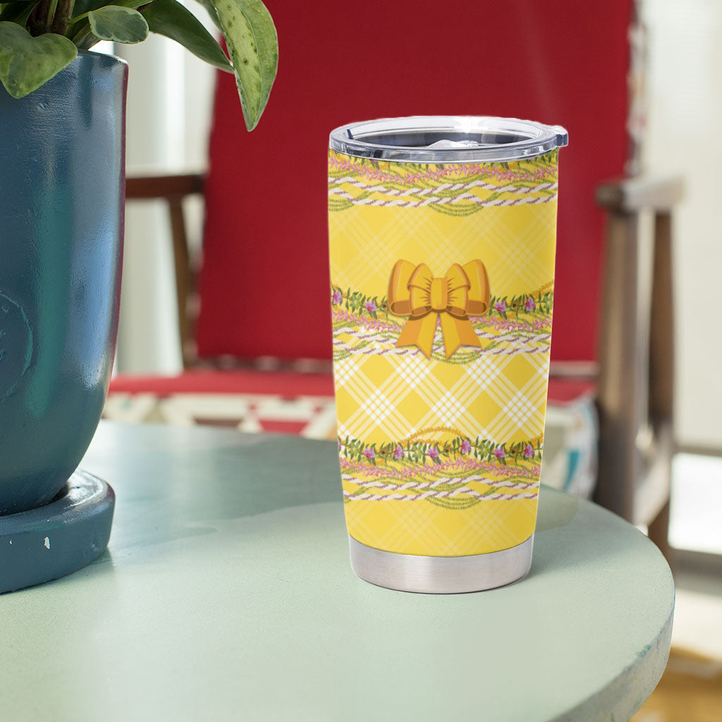 Hawaii Palaka Pikake Lokelani Plumeria Tumbler Cup Melemele Coquette Bow