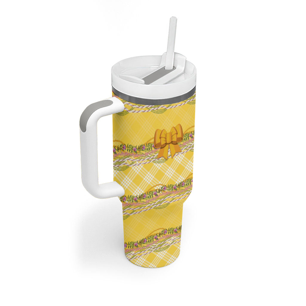Hawaii Palaka Pikake Lokelani Plumeria Tumbler With Handle Melemele Coquette Bow