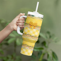 Hawaii Palaka Pikake Lokelani Plumeria Tumbler With Handle Melemele Coquette Bow