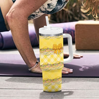 Hawaii Palaka Pikake Lokelani Plumeria Tumbler With Handle Melemele Coquette Bow