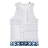 Samoa Siapo Blue Trimmed Basketball Jersey Samoa White Sunday LT01 Unisex Blue - Polynesian Pride